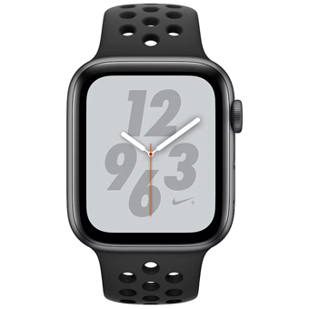 Apple Watch Nike+ Series 4, 44 мм, корпус из алюминия цвета «серый космос», спортивный ремешок Nike цвета «антрацитовый/чёрный»