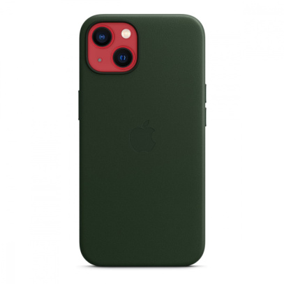 Чехол Leather Case MagSafe для Apple iPhone 13, кожа, «зелёная секвойя»