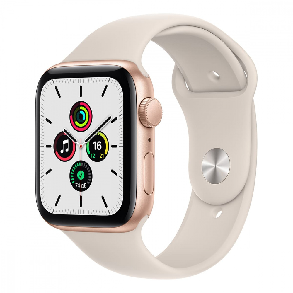 Купить Apple Watch SE (2020), 44 мм корпус из алюминия золотого цвета,  спортивный ремешок цвета «Starlight» в Москве - цены и характеристики в  интернет-магазине Hi Store