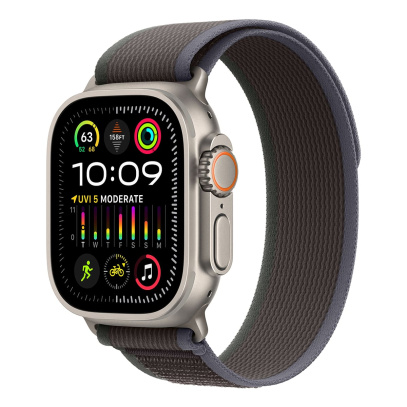 Apple Watch Ultra 2 (2023), 49 мм корпус из титана цвета «Natural», ремешок Trail Loop размера S/M цвета «Blue/Black»