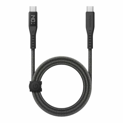 Кабель EnergEA FLOW USB-C на USB-C 5A DISPLAY 1,5 м (PD240W) Nanoweave Magnetic tie Черный