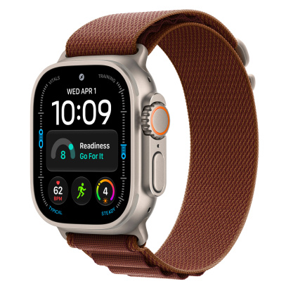 Apple Watch Ultra 4, 49 мм корпус из титана цвета «Natural», ремешок Alpine Loop цвета «Burgundy» размера L
