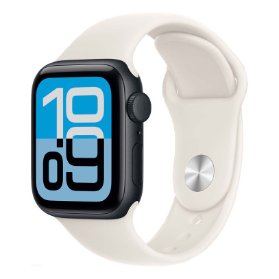 Apple Watch SE 3 (2025), 44 мм корпус из алюминия цвета «Midnight», ремешок Sport Band размера M/L цвета «Starlight»