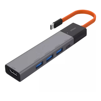 Хаб Xiaomi Type-C 5в1 3×USB-A + USB-C + HDMI 4K (MWCMA05) Серый
