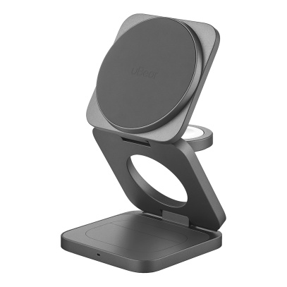 Беспроводное зарядное устройство uBear Balance Slim 3в1 Qi2.2 Серый