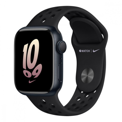 Apple Watch Nike Series 8, 41 мм корпус из алюминия цвета «Midnight», ремешок Nike Sport Band размера S/M цвета «Black/Black»