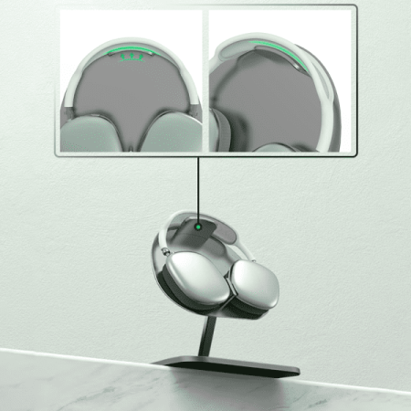 Беспроводное зарядное устройство-подставка для наушников WiWU Hubble Stand Wireless Charger 3в1 30W (M15) Gray, серый