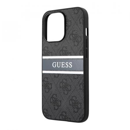 Чехол Guess для iPhone 14 Pro PU 4G Stripe printed logo Hard (GUHCP14L4GDGR) Серый
