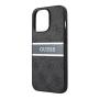 Чехол Guess для iPhone 14 Pro PU 4G Stripe printed logo Hard (GUHCP14L4GDGR) Серый