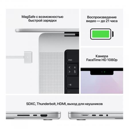 Apple MacBook Pro 16" (M1 Pro 10C CPU, 16C GPU, 2021) 16/1Tb SSD (MK1F3) Silver, серебристый