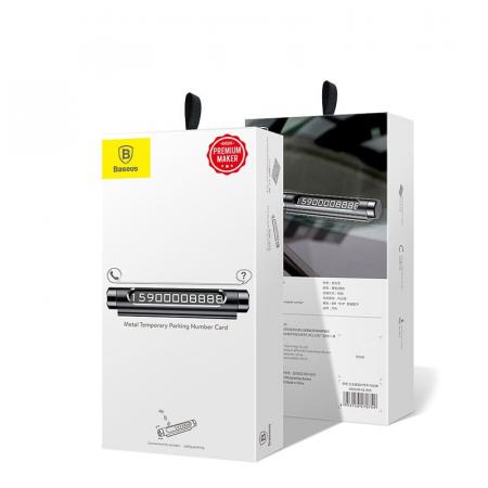 Парковочная карта для номера телефона Baseus Metal Temporary (ACNUM-01) Черный