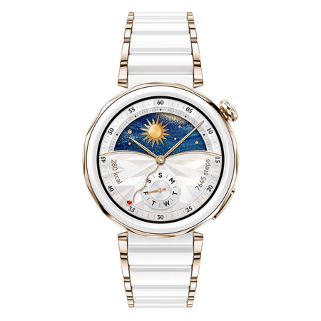 Умные часы HUAWEI Watch GT 5 Pro White, 42 мм, цвет корпуса белый/золотой, цвет ремешка белый/золотой