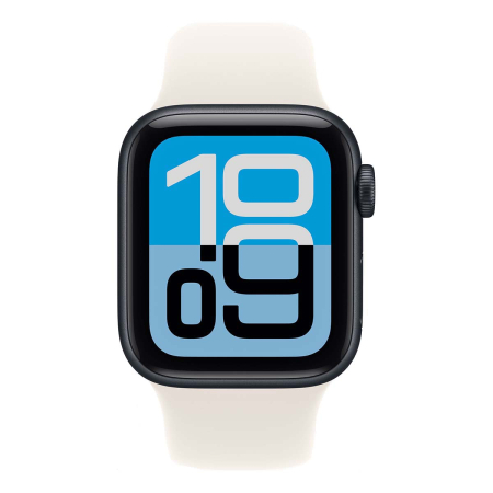 Apple Watch SE 3 (2025), 40 мм корпус из алюминия цвета «Midnight», ремешок Sport Band размера M/L цвета «Starlight»