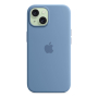 Чехол Silicone Case для Apple iPhone 15 с MagSafe Winter Blue, голубой