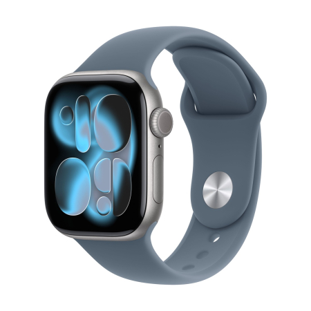 Apple Watch Series 11, 42 мм корпус из алюминия цвета «Space Gray», ремешок Sport Band размера S/M цвета «Anchor Blue»