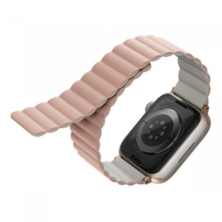 Ремешок UNIQ для Apple Watch 42/44/45/49 мм Revix reversible Magnetic (45MM-REVPNKBEG) Розовый/Бежевый