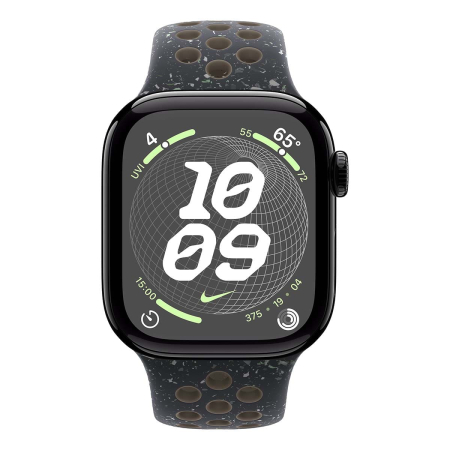 Apple Watch Series 10, 42 мм корпус из алюминия цвета «Jet Black», ремешок Nike Sport Band размера S/M цвета «Midnight Sky»