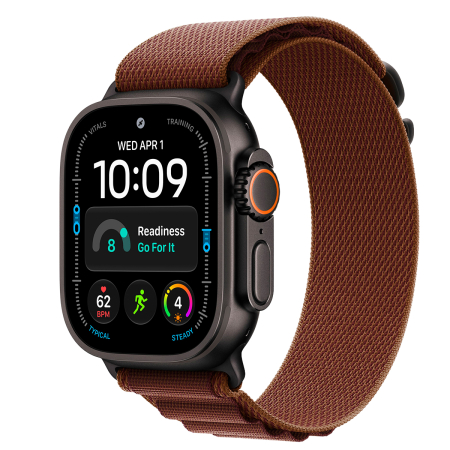 Apple Watch Ultra 4, 49 мм корпус из титана цвета «Black», ремешок Alpine Loop цвета «Burgundy» размера S