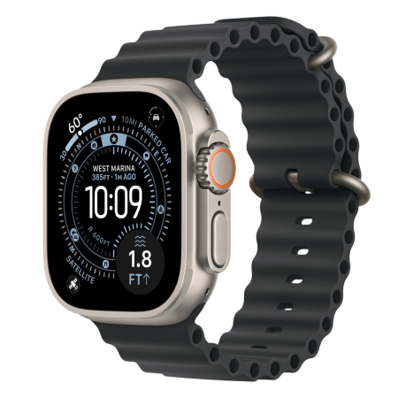 Apple Watch Ultra 3 (2025), 49 мм корпус из титана цвета «Natural», ремешок Ocean Band цвета «Black»