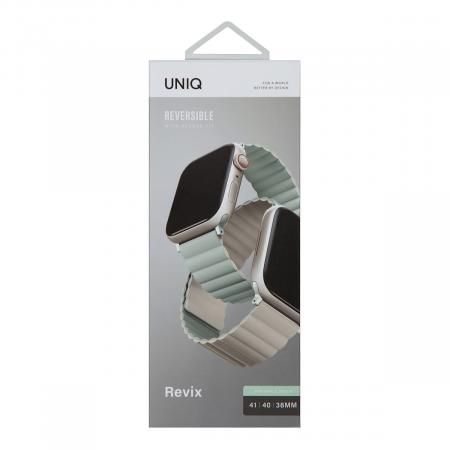 Ремешок UNIQ для Apple Watch 38/40/41 мм Revix reversible Magnetic (41MM-REVSAGBEG) Зеленый/Бежевый