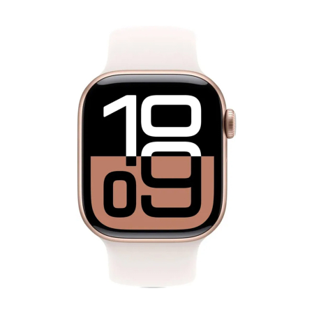 Apple Watch Series 10, 46 мм корпус из алюминия цвета «Rose Gold», ремешок Sport Band размера M/L цвета «Light Blush»