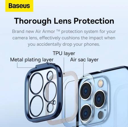 Чехол Baseus для iPhone 14 Pro Glitter PC case +Tempered glass (ARMC021303) Синий