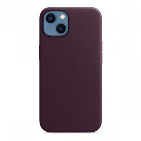 Чехол Leather Case MagSafe для Apple iPhone 13, кожа, «тёмная вишня»