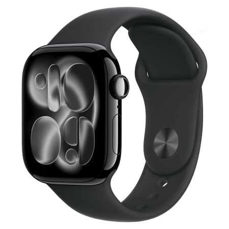 Apple Watch Series 11, 46 мм корпус из алюминия цвета «Jet Black», ремешок Sport Band размера M/L цвета «Black»