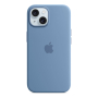 Чехол Silicone Case для Apple iPhone 15 с MagSafe Winter Blue, голубой
