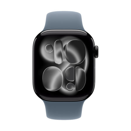 Apple Watch Series 11, 42 мм корпус из алюминия цвета «Jet Black», ремешок Sport Band размера M/L цвета «Anchor Blue»