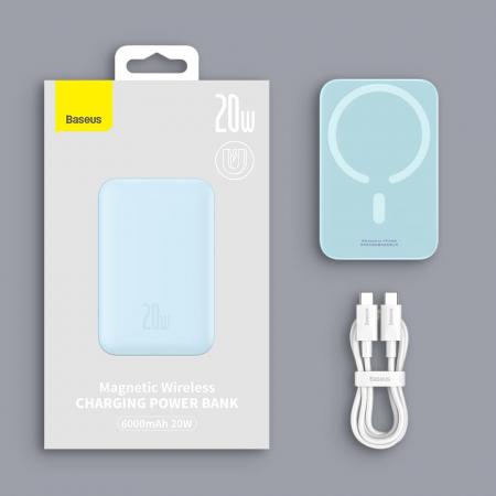 Внешний аккумулятор Baseus 6000mAh Magnetic Wireless Charging Power Bank 20W с MagSafe PPCXW06 (PPCX020003) Синий