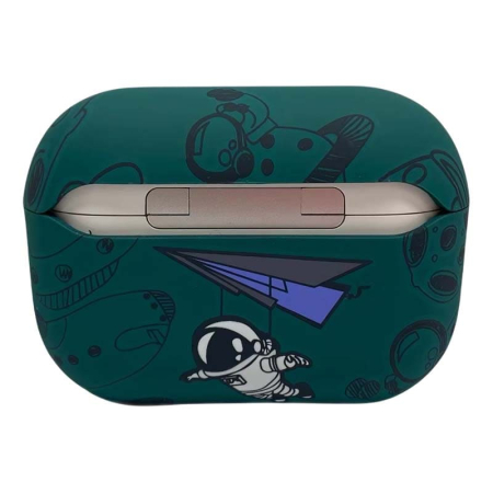 Чехол для AirPods Pro COQUE POUR Зеленый с рисунком Lovely astronauts in space
