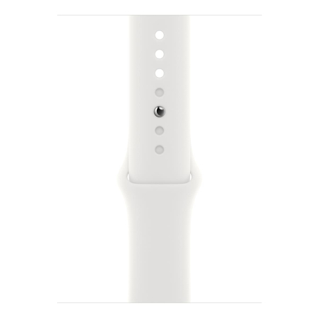 Apple Watch SE (2022), 44 мм корпус из алюминия цвета «Silver», ремешок Sport Band размера M/L цвета «White»