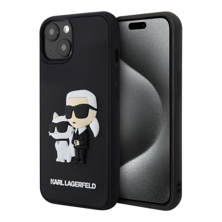 Чехол Karl Lagerfeld для iPhone 15 3D Rubber Karl & Choupette Hard (KLHCP15S3DRKCNK) Черный