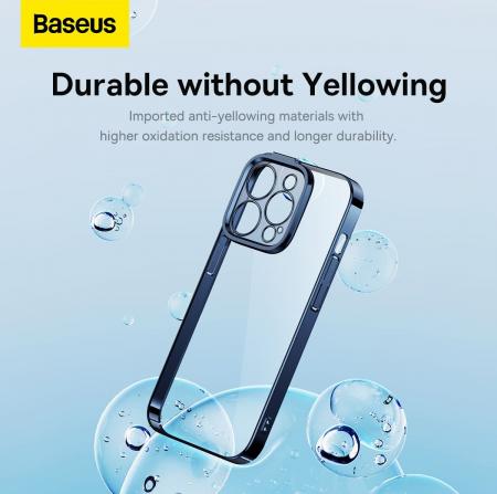 Чехол Baseus для iPhone 14 Pro Max Glitter PC case +Tempered glass (ARMC021503) Синий