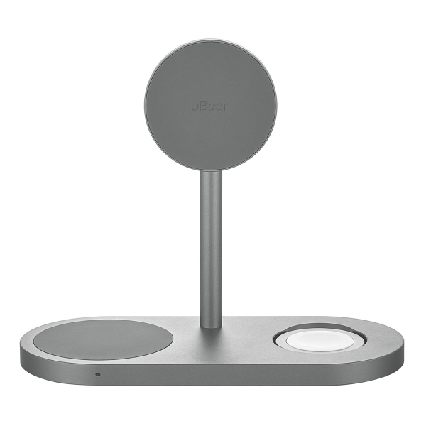 Беспроводное зарядное устройство uBear Stage Ultra 3в1 Qi2 Серый