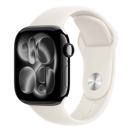 Apple Watch Series 11, 42 мм корпус из алюминия цвета «Jet Black», ремешок Sport Band размера S/M цвета «Light Blush»