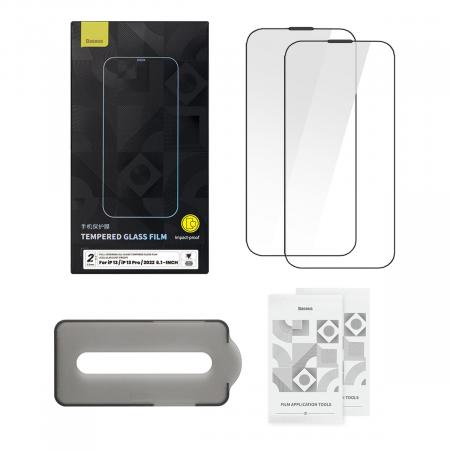 Стекло для iPhone 14/13/13 Pro Baseus All-glass Dust-proof 1шт +FastStick (SGBL230002) Прозрачный/Черный