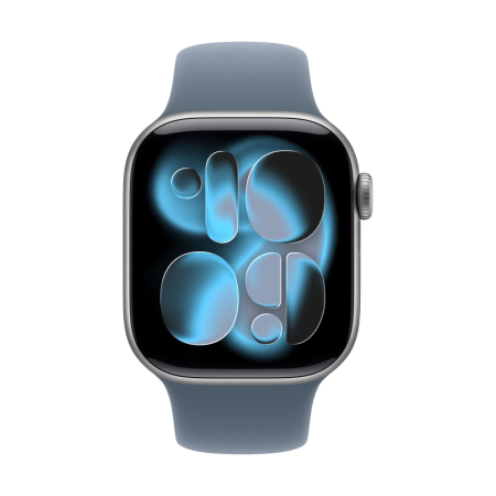 Apple Watch Series 11, 42 мм корпус из алюминия цвета «Space Gray», ремешок Sport Band размера M/L цвета «Anchor Blue»