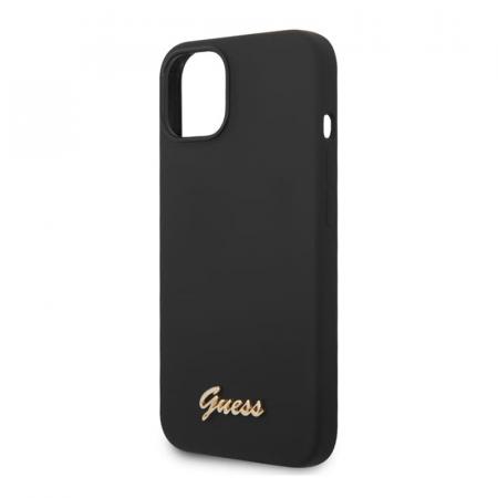 Чехол Guess для iPhone 14 Plus Liquid silicone Gold metal logo Hard (GUHCP14MSLSMK) Чёрный