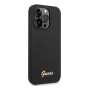 Чехол Guess для iPhone 14 Pro Max Liquid Silicone Gold Metal logo (GUHCP14XSLSMK) Черный