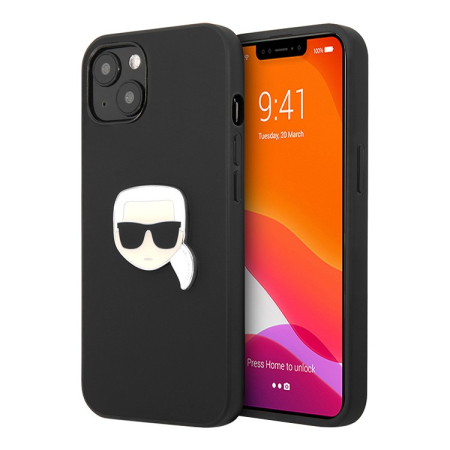 Чехол Karl Lagerfeld для iPhone 13 Karl's head Patch (metal) Hard (KLHCP13MPKMK) Черный
