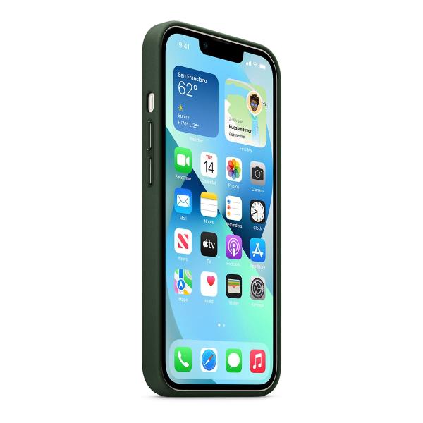 Чехол Leather Case MagSafe для Apple iPhone 13, кожа, «зелёная секвойя»