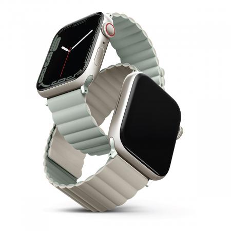 Ремешок UNIQ для Apple Watch 38/40/41 мм Revix reversible Magnetic (41MM-REVSAGBEG) Зеленый/Бежевый