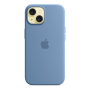 Чехол Silicone Case для Apple iPhone 15 с MagSafe Winter Blue, голубой