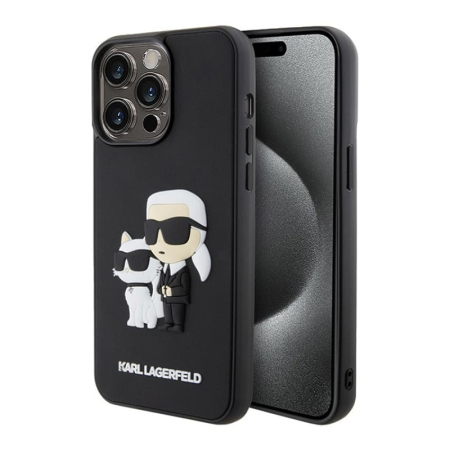 Чехол Karl Lagerfeld для iPhone 15 Pro Max 3D Rubber Karl & Choupette Hard (KLHCP15X3DRKCNK) Черный