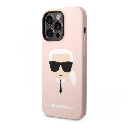 Чехол Karl Lagerfeld для iPhone 14 Pro Max с MagSafe Liquid silicone Karl's head Hard (KLHMP14XSLKHLP) Розовый