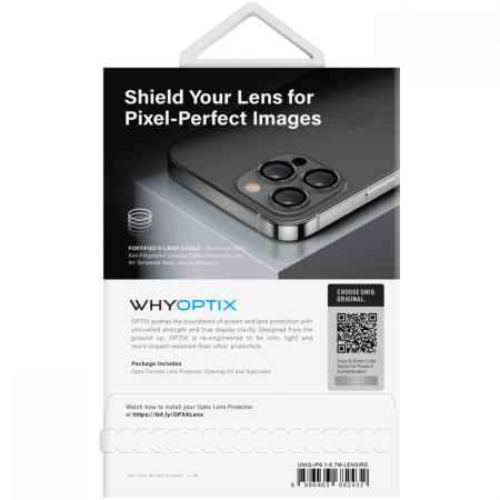 Защитное стекло для камеры iPhone 14/14 Plus UNIQ OPTIX Camera Lens protector Aluminium (3 шт.) 0.25 мм (IP6.1-6.7M-LENSIRD) Радужный