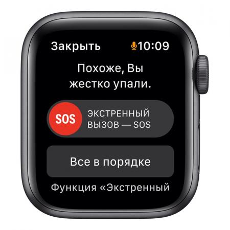 Apple Watch SE (2020), 40 мм корпус из алюминия цвета «серый космос» спортивный ремешок цвета «Midnight»
