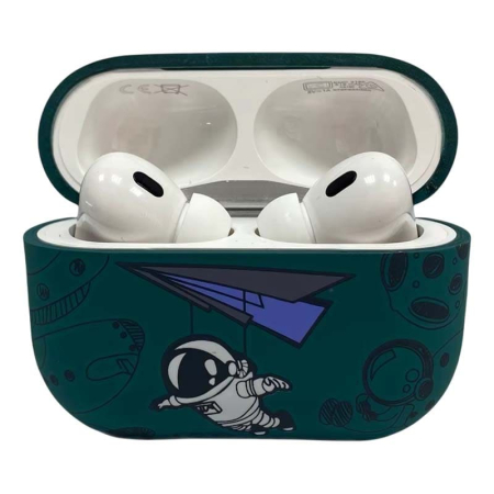 Чехол для AirPods Pro COQUE POUR Зеленый с рисунком Lovely astronauts in space